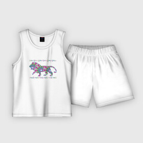 Детская пижама с шортами хлопок с принтом Узорчатый лев ,  |  | животные | кошки | лев | силуэт | узор