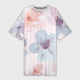 Платье-футболка 3D с принтом Цветная нежность ,  |  | весна | лаванда | лето | нежность | нежный | орхидея | роза | розовый | ромашка | спокойный | цветок | цветы
