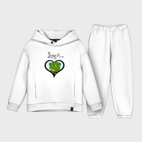 Детский костюм хлопок Oversize с принтом Лягушка Пепе в сердце ,  |  | pepe | the frog | лягушка | пепе | сердце