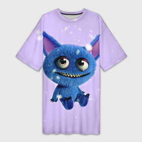Платье-футболка 3D с принтом Хаги Ваги Няшка ,  |  | huggy monster run | wuggy | зубы | игра | хоррор