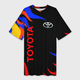Платье-футболка 3D с принтом Toyota Разноцветный огонь. ,  |  | Тематика изображения на принте: auto | sport | toyota | авто | автомобиль | бренд | спорт | тойота