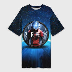 Платье-футболка 3D с принтом PREY LOGO GAME ,  |  | horror | prey | space | космический корабль | космос | прей | прэй | страшная игра | ужастик | шутер