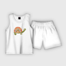Детская пижама с шортами хлопок с принтом Черепашка  Черепаха ,  |  | Тематика изображения на принте: маленькая | милая | панцирь | черепаха | черепашка