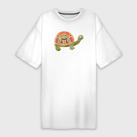 Платье-футболка хлопок с принтом Черепашка  Черепаха ,  |  | маленькая | милая | панцирь | черепаха | черепашка