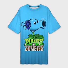 Платье-футболка 3D с принтом Plants vs. Zombies  Морозный Горох ,  |  | plants vs zombies | зомби | игра | компьютерная игра | морозный горох | против | растения | растения против зомби