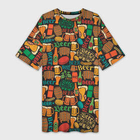 Платье-футболка 3D с принтом Пиво (Beer) ,  |  | a | bar | beer | craft beer | алкаш | балтика | бар | бармен | бокал | бутылка | жигулёвское | закуска | кабак | кафе | кружка | официант | паб