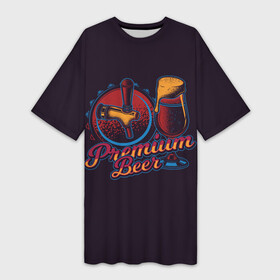 Платье-футболка 3D с принтом Premium Beer ,  |  | a | bar | beer | craft beer | алкаш | балтика | бар | бармен | бокал | бутылка | жигулёвское | закуска | кабак | кафе | кружка | официант | паб