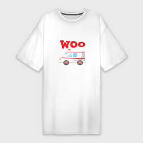 Платье-футболка хлопок с принтом WEE WOO BOO BOO BUS (Скорая помощь) ,  |  | carrier | chauffeur | driver | drivers | автолюбитель | автомобилист | водила | водитель | машина | реанимобиль | скорая | скорая помощь | шофер