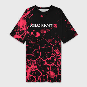 Платье-футболка 3D с принтом Valorant: Брызги красок + трещины. ,  |  | csgo | league of legends | overwatch | rainbow six siege | valorant | игра | шутер