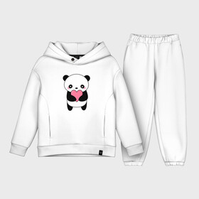 Детский костюм хлопок Oversize с принтом КАВАЙНЫЙ ПАНДА | KAWAII PANDA ,  |  | bear | day | heart | kawaii | love | panda | romantic | valentine | valentines | амур | валентина | влюбленные | влюбленных | всех | день | кавай | любовь | медведь | милый | мишка | панда | романтика | романтичность | святого | сердечки