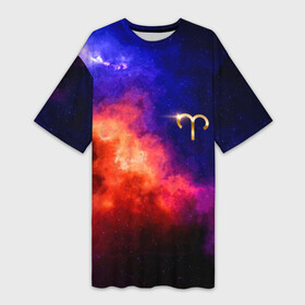 Платье-футболка 3D с принтом ОВЕН  знак в космосе ,  |  | гороскоп | звезды | знак зодиака | знаки зодиака | зодиак | космос | овен | овен звезды | овен космос | овен созвездие | символ | символ зодиака | созвездие овна | создездие