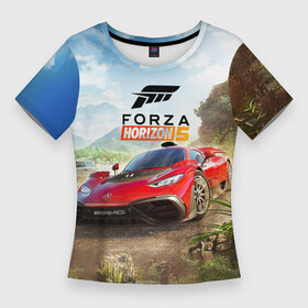 Женская футболка 3D Slim с принтом Forza Horizon 5 AMG ,  |  | amg | auto | cars | forza | forza horizon | forza horizon 5 | game | horizon | mercedes