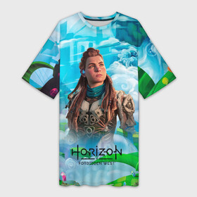 Платье-футболка 3D с принтом Horizon дикий лес ,  |  | aloy | horizon | horizon forbidden west | horizon zero dawn | харайзон | хорайзон | элой