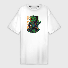 Платье-футболка хлопок с принтом Инопланетянин DJ ,  |  | диджей | звёзды | инопланетянин | пламя | пришелец | уличный стиль