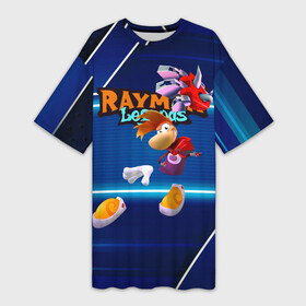 Платье-футболка 3D с принтом Rayman Legends Blue ,  |  | globox | rayman | rayman legends | глобокс | реймен | рэйман | рэймэн | человечек