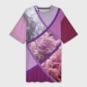 Платье-футболка 3D с принтом Весна. Полосатый принт. Сирень. ,  |  | 8 марта | весенние цветы | весна | восьмое марта | геометрия | для девушек | для женщин | коллаж | макро | одежда для девочек | подарок на выпускной | подарок на день рождения