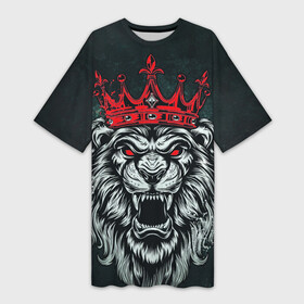 Платье-футболка 3D с принтом Королевский лев  Lion ,  |  | lion | животные | звери | корона | лев | леон | лион | львы | хищник | царь зверей