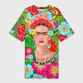 Платье-футболка 3D с принтом Фрида Кало Мексика Художник Феминист 3D ,  |  | Тематика изображения на принте: 8 марта | frida kahlo | self portrait | selfi | автопортрет | живопись | живоптсец | мексика | селфи | феминизм | феминист | феминистка | фрида кало | художница