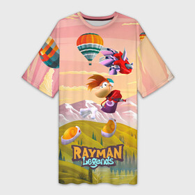 Платье-футболка 3D с принтом Rayman воздушные шары ,  |  | globox | rayman | rayman legends | глобокс | реймен | рэйман | рэймэн | человечек