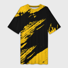 Платье-футболка 3D с принтом BLACK AND YELLOW GRUNGE  ГРАНЖ ,  |  | abstract | black and yellow grunge | grunge | texture | абстракция | грандж | гранж | текстура