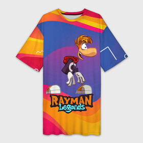 Платье-футболка 3D с принтом Rayman абстрактные волны ,  |  | legends | rayman | rayman legends | глобокс | рейман | рэйман | рэймэн