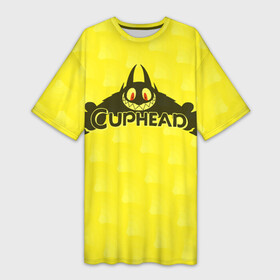 Платье-футболка 3D с принтом Cuphead showThe DevilШоу чашечка ,  |  | cuphead | show | the devil | дьявол | чашечка | шоу