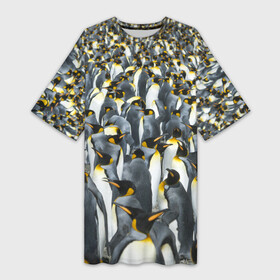 Платье-футболка 3D с принтом Пингвины  Penguins ,  |  | bird | birds | mammals | patern | pattern | penguin | penguins | млекопитающий | млекопмлекопитающие | патерн | паттерн | пенгвин | пингвин | пингвинчик | пингвинчики | птица | птицы