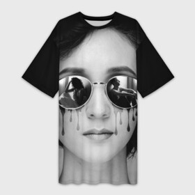 Платье-футболка 3D с принтом грусть  разлука ,  |  | грусть | девушка | любовь | ониона | очки | пара | разлука | слезы
