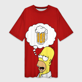 Платье-футболка 3D с принтом Гомер думает о пиве Симпсоны  Simpsons ,  |  | bart | beer | homer | simpson | simpsons | алкаш | барт | барт симпсон | бир | гомер | гомер симпсон | лиза | напитки | пенное | прикол | симпсон | симпсоны | смешная надпись | цитата | юмор