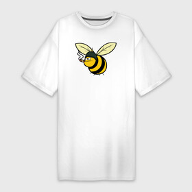 Платье-футболка хлопок с принтом Пчелка в каске с сигарой ,  |  | bee | каска | пчела | пчелка