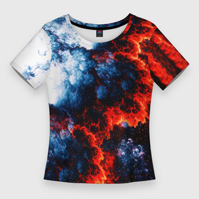 Женская футболка 3D Slim с принтом 3D ЯДЕРНЫЙ КОСМИЧЕСКИЙ ВЗРЫВ  ОГОНЬ ,  |  | 3д | взрыв | дым | космос | небо | неон | огонь | пепел | пламя | ядерный взрыв