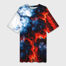 Платье-футболка 3D с принтом 3D ЯДЕРНЫЙ КОСМИЧЕСКИЙ ВЗРЫВ  ОГОНЬ ,  |  | 3д | взрыв | дым | космос | небо | неон | огонь | пепел | пламя | ядерный взрыв