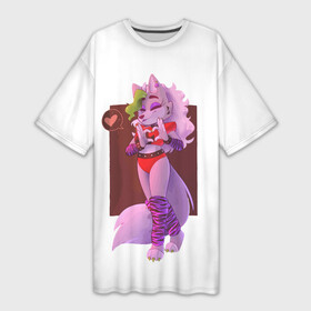 Платье-футболка 3D с принтом fnaf roxanne wolf ,  |  | Тематика изображения на принте: fnaf | fnaf roxanne | fnaf wolf | roxanne wolf | фнаф | фнаф 9 | фнаф 9 рокси
