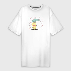 Платье-футболка хлопок с принтом Уточка Lalafanfan. Дождик из сердечек ,  |  | cafe mimi | chuu | duck | funfun | korea | lala | lalafanfan | sweet | корея | лала | лалафанфан | утенок | утка | уточка | фанфан