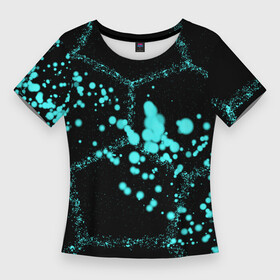 Женская футболка 3D Slim с принтом Соты  брызги красок ,  |  | abstract | geometry | texture | абстракция | брызги | брызги красок | геометрия | капли красок | соты | текстура