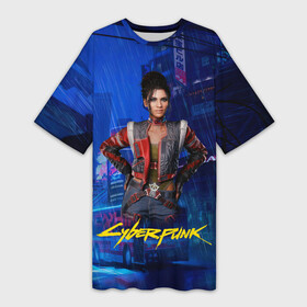 Платье-футболка 3D с принтом Panam Панам Cyberpunk2077 ,  |  | 2077 | cyberpunk | cyberpunk 2077 | judy | night city | vi | ви | джуди | жуди | кибер | киберпанк | найтсити | панк