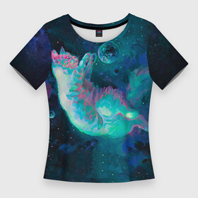Женская футболка 3D Slim с принтом Котенок в космосе ,  |  | cat | space | вселенная | космос | кот | планета