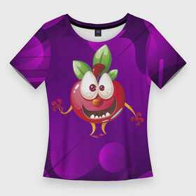 Женская футболка 3D Slim с принтом веселая вишенка ,  |  | вишенка | вишни | вишня | лето | ягода