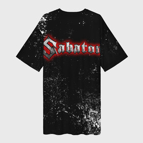 Платье-футболка 3D с принтом SABATON (лого на спини) ,  |  | sabaton | sabaton logo | группа сабатон | метал | рок | рок сабатон | сабатон | сабатон логотип | сабатон ночные ведьмы | сталь