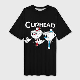 Платье-футболка 3D с принтом Cuphead грозные ребята из Криминального чтива ,  |  | cuphead | mugman | грозные | грозные ребята | две чашки | капхэд | магман | пародия | ребята | тарантино | чашечки