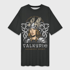 Платье-футболка 3D с принтом Валькирия  (VALKYRIE) ,  |  | асгард | асы | берсерк | валькирия | валькнут | вальхалла | варвар | варяг | велес | викинг | воин | волк | ворон | вотан | драккар | древо жизни | иггдрасиль | кельтика | кельтский орнамент | коловрат