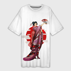 Платье-футболка 3D с принтом Гейша Нико Робин ,  |  | child | clouds | culture | devil | geisha | japanese | kimono | niko | one | piece | robin | sun | sunset | wano | ван | вано | веер | восходящего | дитя | дьявола | закат | кимоно | культура | нико | облака | пис | робин | сансет | солнца | стран