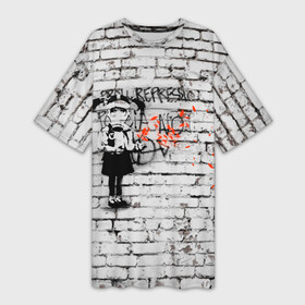 Платье-футболка 3D с принтом Banksy Девочка в Противогазе Бэнкси ,  |  | Тематика изображения на принте: art | banksy | create | graffity | kid | love | peace | wall | арт | бенкси | бэнкси | граффити | дети | исскуство | лес | любовь | мир | небо | противогаз | ри | стена | текстура | узоры | художник | чб | шар