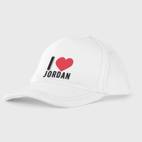 Детская бейсболка с принтом I Love Jordan , 100% хлопок | классический козырек, металлическая застежка-регулятор размера | Тематика изображения на принте: basketball | bulls | chicago | game | jordan | nba | sport | баскетбол | баскетболист | буллс | джордан | игра | мяч | нба | спорт | спортсмен | чикаго