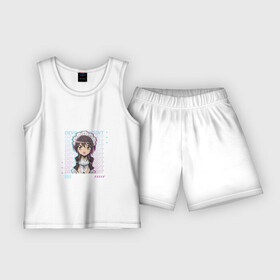 Детская пижама с шортами хлопок с принтом Мисаки арт ,  |  | Тематика изображения на принте: anime | kaichou wa maid sama | аниме | анимэ | президент горничная