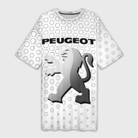 Платье-футболка 3D с принтом PEUGEOT  Соты ,  |  | auto | logo | moto | peugeot | symbol | авто | автомобиль | гонки | знак | лого | логотип | логотипы | марка | машина | мото | пежо | символ | символы | соты