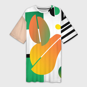 Платье-футболка 3D с принтом Фруктовые градиенты ,  |  | Тематика изображения на принте: color blocks | абстракция | геометрический | крупный рисунок | фрукты