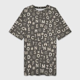 Платье-футболка 3D с принтом Буквы английского алфавита , знаки и символы ,  |  | алфавит | английский | белый | бесконечный | бесшовный | буквы | графит | графитовый | знаки | знаки препинания | латиница | латинский | монохромный | образование | пепельный | разноцветный | серый