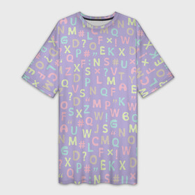Платье-футболка 3D с принтом Разноцветные буквы ,  |  | алфавит | английский | буква | буквы | вектор | векторный | детский | для девочек | для малтч | зеленый | знаки препинания | иностранный язык | красочный | латиница | летний | оранжевый