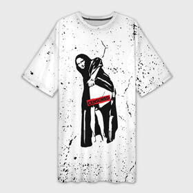 Платье-футболка 3D с принтом Banksy Mona Lisa  Бэнкси ,  |  | banksy | mona | mona lisa | арт | бенкси | бэнкси | граффити | картина | мона лиза | роберт | робин бэнкс | робин ганнингхем | стрит арт | творчество | художник